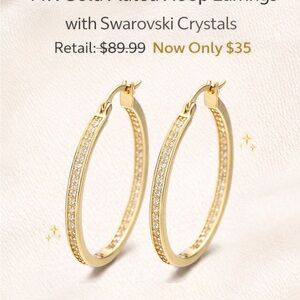 Gold Hoop Earrings with Swarovski Crystals
